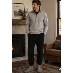 REI Mens Teton Fleece Pants Black Joggers Large Made in Canada Warm Loungewear